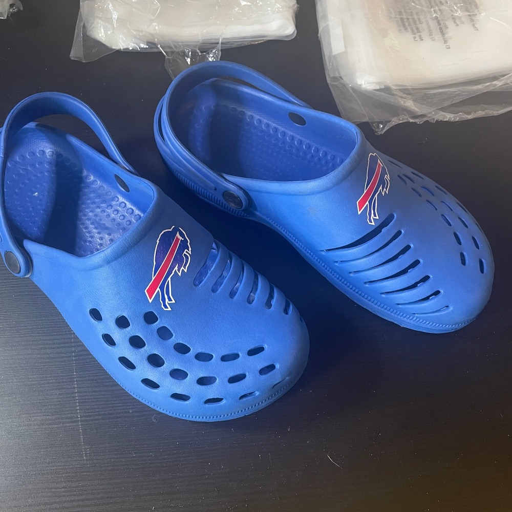 Mens Buffalo Bills NFL Team Logo Blue Comfort Clog Sandals Size 9-10 FOCO